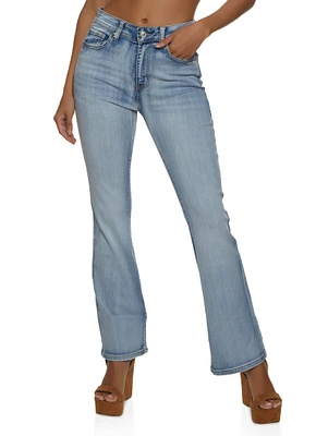 Womens WAX Acid Wash Boot Cut Jeans, Blue, Size 0