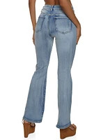 Womens WAX Acid Wash Boot Cut Jeans, Blue, Size 0
