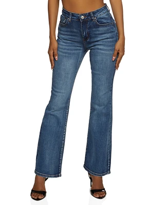 Womens WAX Acid Wash Boot Cut Jeans, Blue,