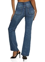 Womens WAX Acid Wash Boot Cut Jeans, Blue,
