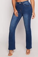 Womens WAX Acid Wash High Waisted Boot Cut Jeans, Blue, Size 1