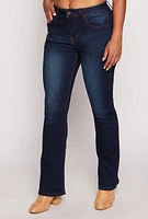 Womens WAX Acid Wash High Waisted Boot Cut Jeans, Blue, Size 9