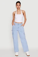 Womens WAX Cargo Straight Leg Carpenter Jeans, Blue, Size 11