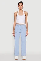 Womens WAX Cargo Straight Leg Carpenter Jeans, Blue, Size 11