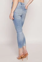 Womens WAX Distressed Ankle Skinny Jeans, Blue,