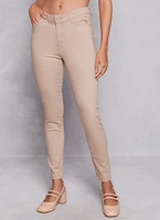 Womens WAX Twill Skinny Leg Pants, Khaki, Size 1