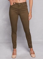 Womens WAX Twill Skinny Leg Pants, Green, Size 7