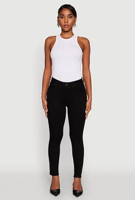 Womens WAX Solid High Waisted Skinny Jeans, Black, Size 3