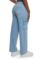 Womens WAX Whiskered Straight Leg Cargo Jeans, Blue, Size 3