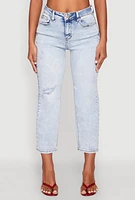 Womens WAX Distressed Straight Leg Capri Jeans, Blue, Size 0