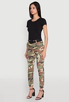 Womens Almost Famous Belted Camo Cargo Joggers, Multi, Size M