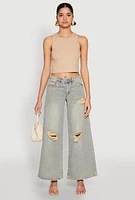 Womens Almost Famous Distressed Wide Leg Jeans, Blue,