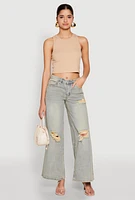 Womens Almost Famous Distressed Wide Leg Jeans, Blue,