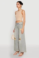 Womens Almost Famous Distressed Wide Leg Jeans, Blue,