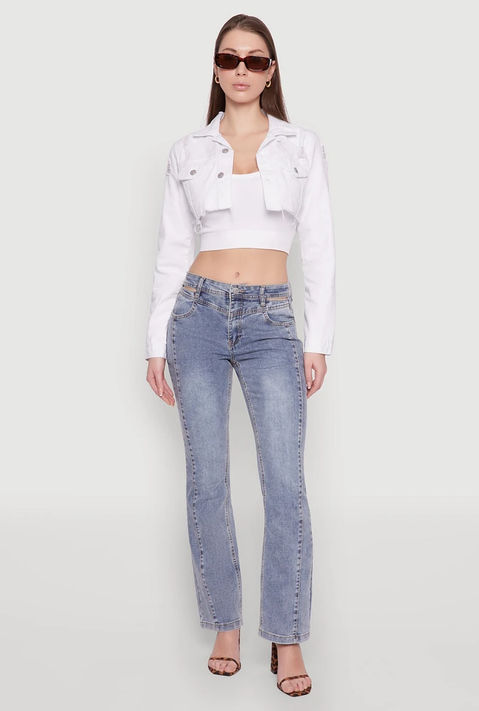 Womens Madden Girl Cut Out Pintuck Jeans, Blue,