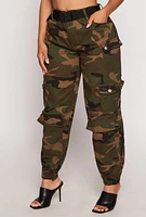 Womens Almost Famous Belted Cargo Pocket Joggers, Green, Size M