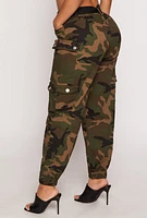 Womens Almost Famous Belted Cargo Pocket Joggers, Green, Size M