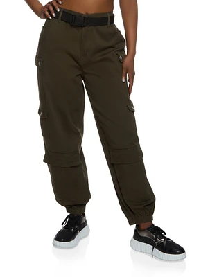 Womens Almost Famous Belted Cargo Pocket Joggers,