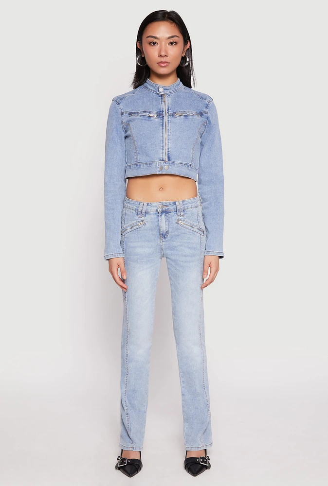 Womens Almost Famous Acid Wash Pintuck Jeans, Blue,