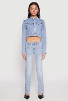 Womens Almost Famous Acid Wash Pintuck Jeans, Blue,