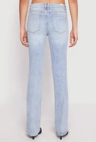 Womens Almost Famous Acid Wash Pintuck Jeans, Blue,