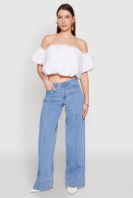 Womens Madden Girl Pintuck Wide Leg Jeans, Blue, Size 11