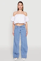 Womens Madden Girl Pintuck Wide Leg Jeans, Blue, Size 11
