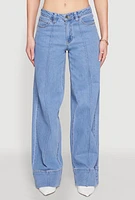 Womens Madden Girl Pintuck Wide Leg Jeans, Blue, Size 11