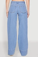 Womens Madden Girl Pintuck Wide Leg Jeans, Blue, Size 11