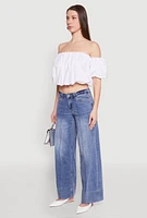 Womens Madden Girl Pintuck Wide Leg Jeans, Blue,