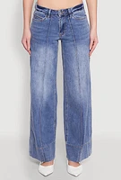 Womens Madden Girl Pintuck Wide Leg Jeans, Blue,