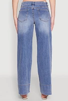 Womens Madden Girl Pintuck Wide Leg Jeans, Blue,