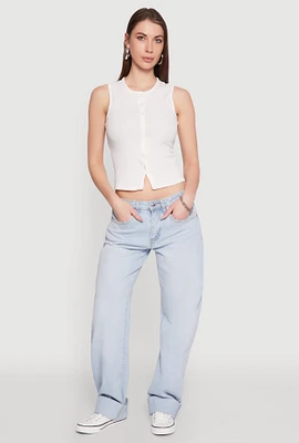 Womens Almost Famous Whiskered Roll Cuff Jeans, Blue,