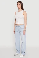 Womens Almost Famous Whiskered Roll Cuff Jeans, Blue,
