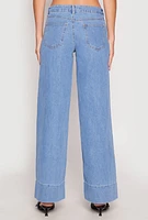 Womens Almost Famous Wide Leg Pintuck Jeans, Blue,