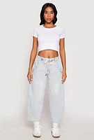 Womens Almost Famous Drawstring Waist Barrel Jeans, Blue, Size XL
