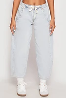 Womens Almost Famous Drawstring Waist Barrel Jeans, Blue, Size XL