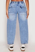 Womens Almost Famous Drawstring Waist Barrel Jeans, Blue,