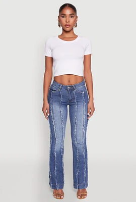 Womens Madden Girl Frayed Pintuck Jeans, Blue,