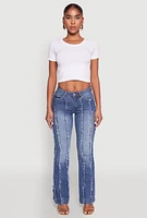 Womens Madden Girl Frayed Pintuck Jeans, Blue,