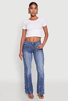 Womens Madden Girl Frayed Pintuck Jeans, Blue,