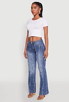 Womens Madden Girl Frayed Pintuck Jeans, Blue, Size 3