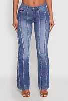 Womens Madden Girl Frayed Pintuck Jeans, Blue,