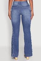 Womens Madden Girl Frayed Pintuck Jeans, Blue,