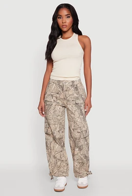 Womens Almost Famous Hunter Camo High Waisted Cargo Joggers, Multi, Size S