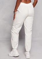 Womens Almost Famous Decorative Stitch Cargo Joggers, White, Size S