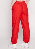 Womens Almost Famous Decorative Stitch Cargo Joggers, Red, Size L