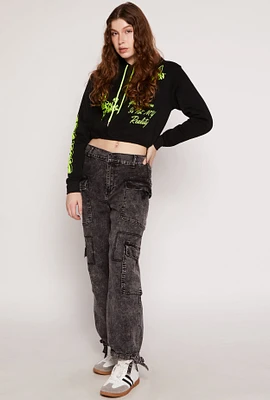 Womens Almost Famous Denim Drawstring Hem Cargo Joggers,