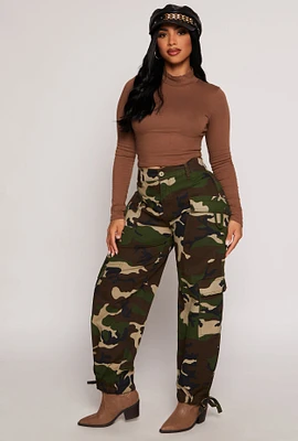 Womens Almost Famous Camo High Waisted Cargo Pants, Multi, Size S