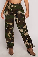 Womens Almost Famous Camo High Waisted Cargo Pants, Multi, Size S